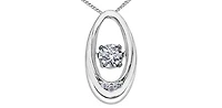 10K White Gold 0.03cttw Diamond Pulse Pendant, 18"