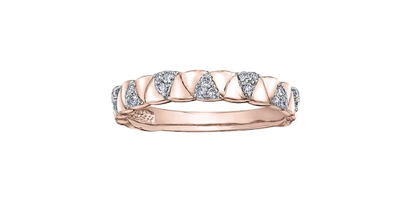 10K Rose Gold 0.19cttw Diamond Ring, size 6.5 - 4.5