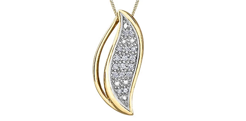 10K Yellow Gold 0.06cttw Diamond Pave Pendant, 18"