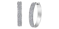 10K White Gold 0.50cttw Diamond Hoop Huggie Hinged Earring