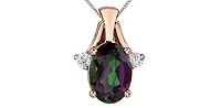 10K White & Rose Gold 1.00cttw Mystic Topaz and 0.02cttw Diamond Pendant, 18"
