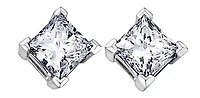 10K White Gold Diamond Stud 0.13cttw Princess Cut Earrings