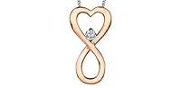 10K Rose Gold 0.04cttw Diamond Heart / Infinity Pendant, 18"