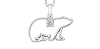 10K White Gold Canadian Diamond 0.083cttw Round Cut Pendant 18"