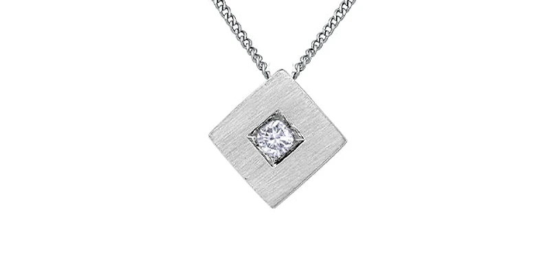10K White Gold 0.05cttw Diamond Necklace, 18"