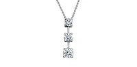 14K White Gold 1.51cttw Lab Grown Diamond Solitaire Necklace with Rolo Chain (Lobster Clasp) - Adjustable 16 - 18 Inches
