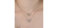 10K White Gold 0.50cttw Diamond Heart Pendant, 18"