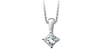 10K White Gold 0.123cttw Princess Cut Canadian Diamond Pendant, 18"