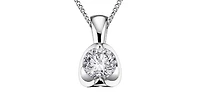 10K White Gold 0.30cttw Canadian Diamond Solitaire Pendant, 18"