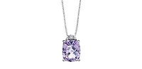 10K White Gold Pink Amethyst and Diamond Pendant, 18"