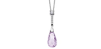10K White Gold Lilac Amethyst and Canadian Diamond Pendant, 18"