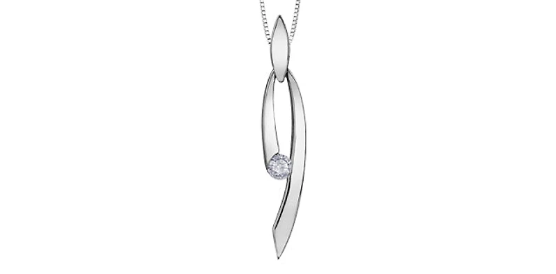 10K White Gold 0.12cttw Canadian Diamond Necklace, 18"
