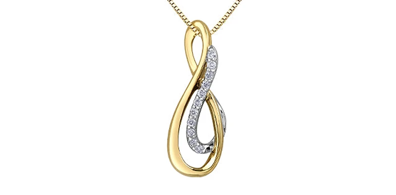 10K Yellow Gold 0.075cttw Diamond Pendant, 18"