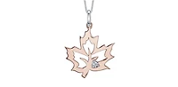 10K Rose Gold 0.02cttw Canadian Diamond Pendant, 18"