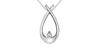 10K White Gold 0.043cttw Diamond Pendant, 18"