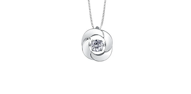 10K White Gold 0.14cttw Diamond Pulse Pendant, 18"