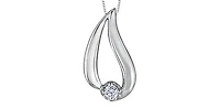 10K White Gold 0.035cttw Canadian Diamond Necklace, 18"