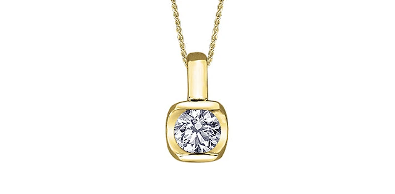 10K Yellow Gold 0.15cttw Diamond Pendant, 18"