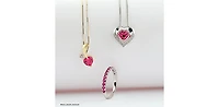 Sterling Silver Created Ruby and Diamond Pulse Necklace, 18"