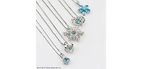 Sterling Silver Diamond and Blue Topaz Pulse Pendant, 18"