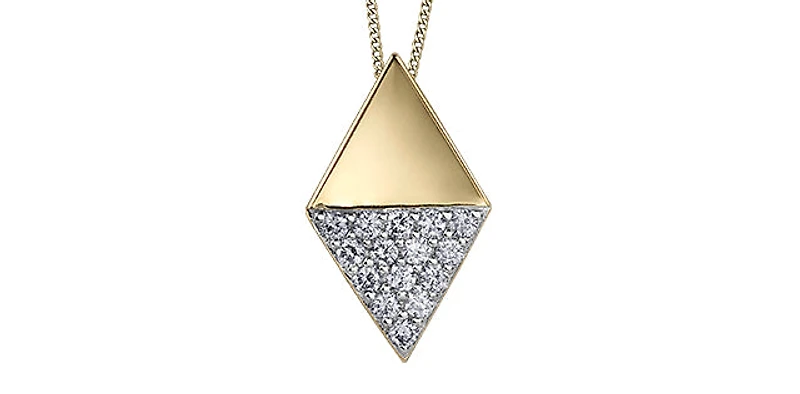 10K Yellow Gold 0.15cttw Diamond Pendant, 18"