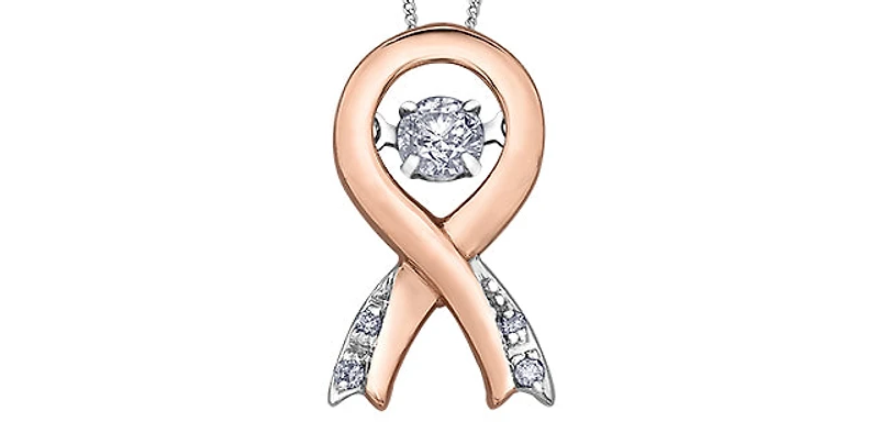 10K Rose Gold & White Gold 0.10cttw Diamond Pendant, 18"