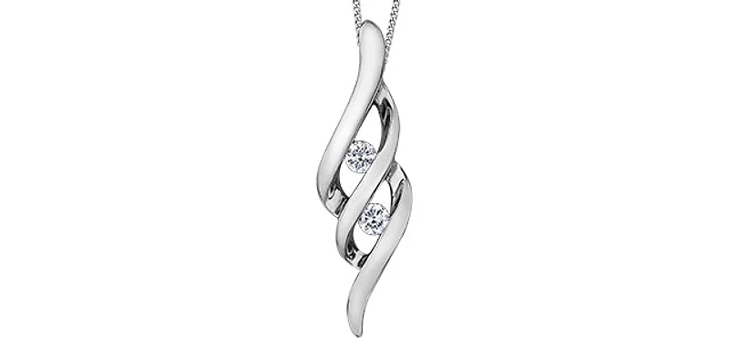 10K White Gold 0.10cttw Canadian Diamond Pendant, 18"
