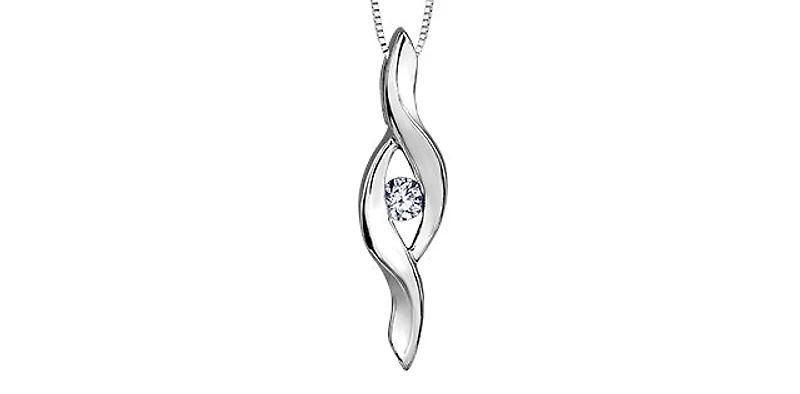 10K White Gold 0.05cttw Canadian Diamond Pendant, 18"