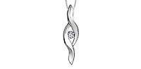 10K White Gold 0.05cttw Canadian Diamond Pendant, 18"