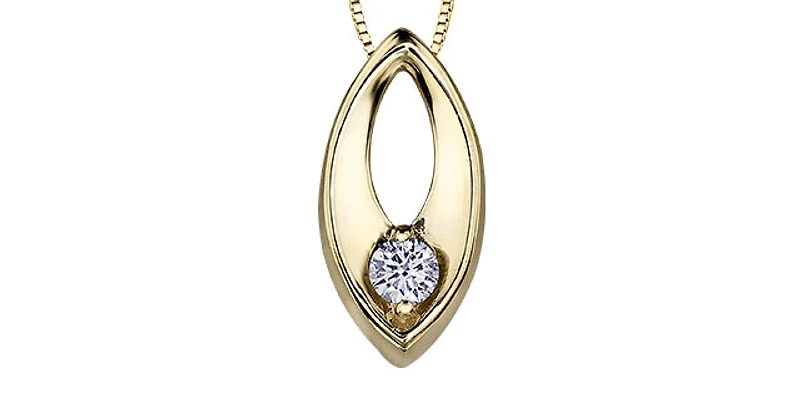 10K Yellow Gold 0.066cttw Canadian Diamond Necklace, 18"