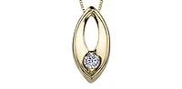 10K Yellow Gold 0.066cttw Canadian Diamond Necklace, 18"