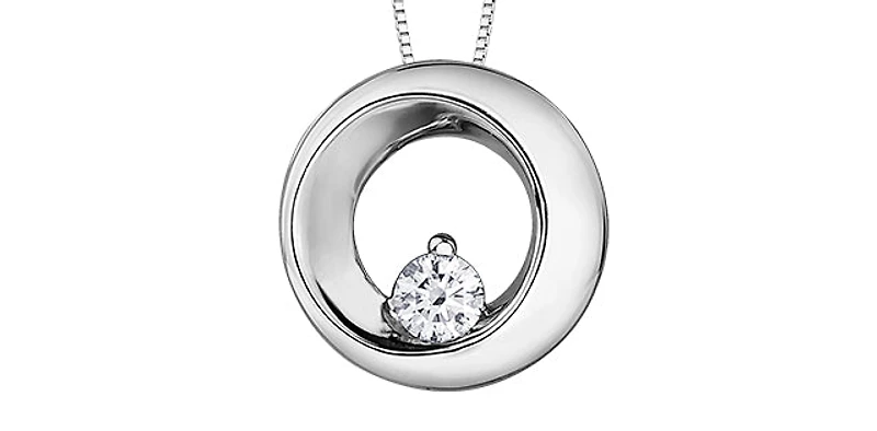 10K White Gold 0.107cttw Canadian Diamond Necklace - 16 Inches