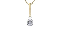 10K Yellow Gold 0.13cttw Diamond Pear Shaped Cluster Solitaire Necklace, 18"
