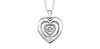 Sterling Silver 0.03cttw Diamond Heart Pulse Pendant, 18"