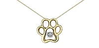 10K White, Yellow or Rose Gold Paw Print Diamond Necklace