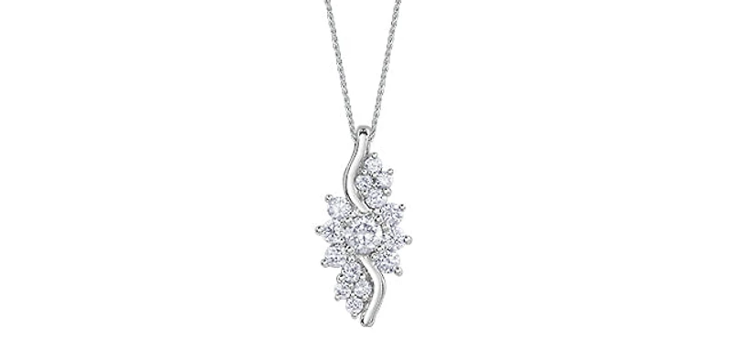 10K White Gold 0.50cttw Diamond Pendant, 18"