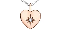 10K Rose & White Gold 0.027cttw Canadian Diamond Heart Pendant, 18"