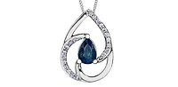10K White Gold 0.60cttw Genuine Sapphire & 0.10cttw Diamond Pendant, 18"