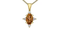 10K Yellow Gold 5x3mm Citrine and 0.03cttw Diamond Pendant