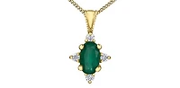 10K Yellow Gold 5x3mm Emerald and 0.03cttw Diamond Pendant