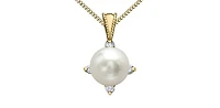 10K Yellow Gold Cultured Pearl and Diamond Pendant