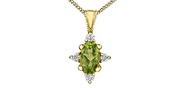 10K White Gold Peridot and 0.03cttw Diamond Pendant, 18" Box Chain