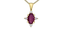 10K Yellow Gold Genuine Ruby and Diamond Necklace