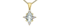 10K Yellow Gold White Topaz and Diamond Pendant, 18"