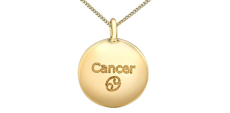 10K Yellow Gold 0.01cttw Diamond Cancer Pendant, 18"