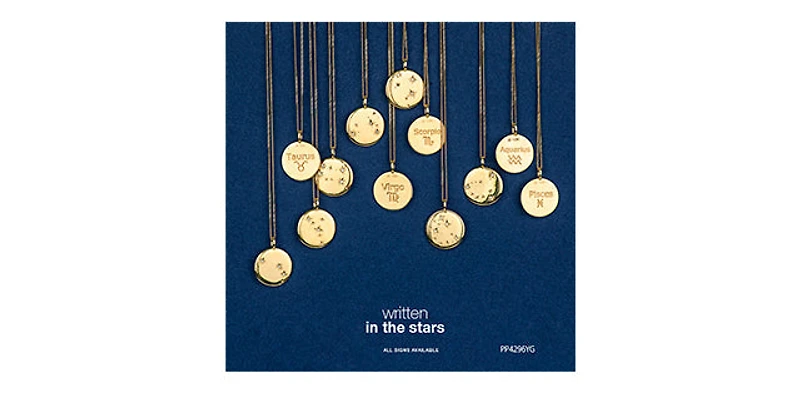 10K Yellow Gold 0.009cttw Diamond Libra Pendant, 18"