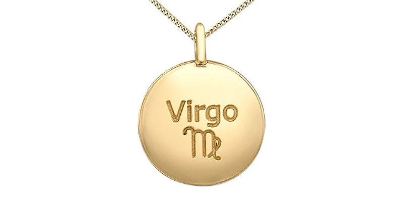 10K Yellow Gold 0.01 cttw Diamond Virgo Pendant, 18"