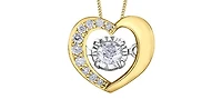 10K Yellow Gold 0.15cttw Diamond Heart Pulse Pendant, 18"
