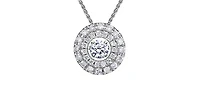 10K White Gold 0.30cttw Diamond Double Eternity Halo Pendant, 18"