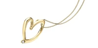 10K Yellow Gold 0.01cttw Diamond Heart Pendant, 18"